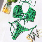 Two-pieces Bikini Set Lace Up Swimsuit Sexy Bandeau Thong, S, M, L