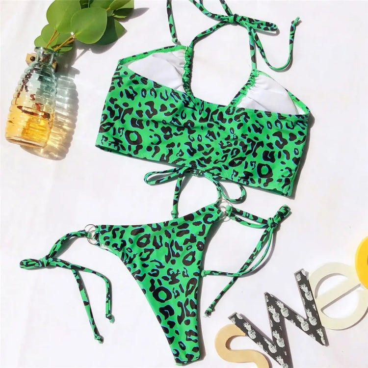 Two-pieces Bikini Set Lace Up Swimsuit Sexy Bandeau Thong, S, M, L