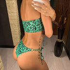 Two-pieces Bikini Set Lace Up Swimsuit Sexy Bandeau Thong, S, M, L
