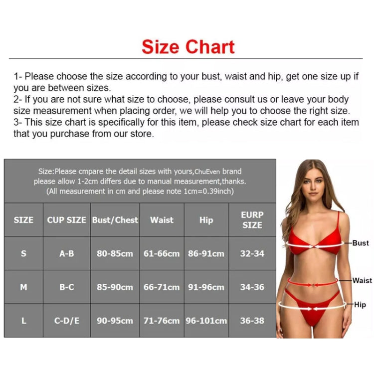 Two-pieces Bikini Set Lace Up Swimsuit Sexy Bandeau Thong, S, M, L