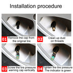4pcs /Set Vehicle Tire Valve Caps High Precision Tire Pressure Monitoring Warning Cap, Plastic Core