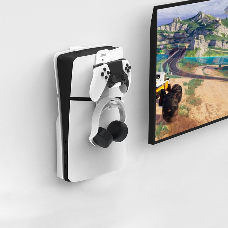 For PS5 Slim JYS-P5193 Console Wall Mount Hanging Storage Rack With Headphone Grip Organizer, For PS5 Slim (Black), For PS5 Slim (White)