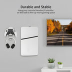 For PS5 Slim JYS-P5193 Console Wall Mount Hanging Storage Rack With Headphone Grip Organizer, For PS5 Slim (Black), For PS5 Slim (White)
