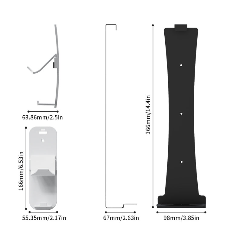 For PS5 Slim JYS-P5193 Console Wall Mount Hanging Storage Rack With Headphone Grip Organizer, For PS5 Slim (Black), For PS5 Slim (White)