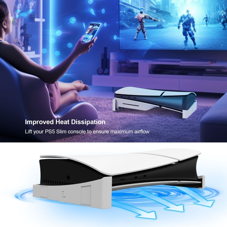 For PS5 Slim JYS-P5189 Console Horizontal Placement Stand Digital / Optical Drive Version Universal Storage Mount, Black, White, Transparent