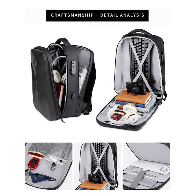 Password Lock Large Capacity Waterproof Laptop Backpack with USB Port, 17 inch