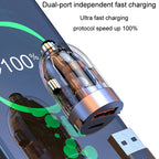 Vehicle Mini Invisible Dual-Port Charger Car Cigarette Lighter, 120W