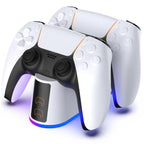 For PS5 Handle Charger Colorful Grip Double Fast Charging LED Lamp Seat Charger