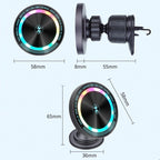 Magsafe 15W Magnetic Colorful Light Wireless Charging Mobile Phone Holder, A9 Air Outlet Dark Gray, A9 Air Outlet Silver, A9 Adhesive Dark Gray