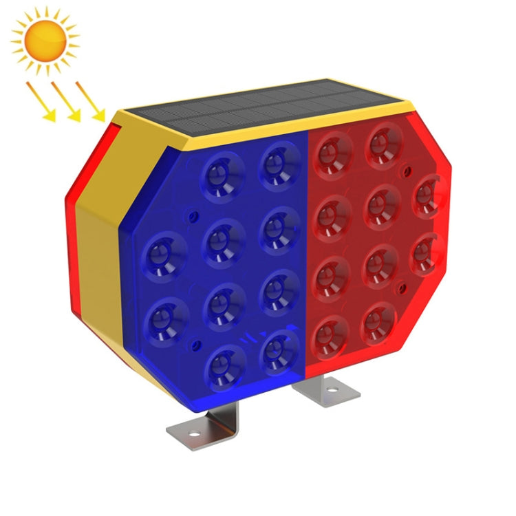 Solar Powered Double Sided LED Barricade Light Traffic Signal Red And Blue Strobe Road Warning Lights, C1A