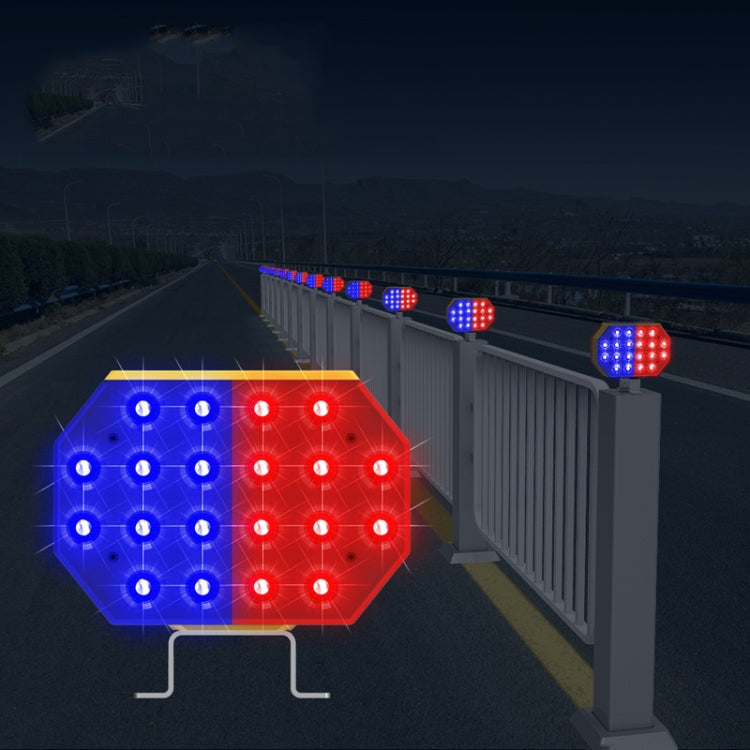 Solar Powered Double Sided LED Barricade Light Traffic Signal Red And Blue Strobe Road Warning Lights, C1A