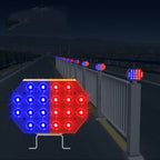 Solar Powered Double Sided LED Barricade Light Traffic Signal Red And Blue Strobe Road Warning Lights, C1A