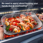 Stainless Steel Square BBQ Basket Heightened Handle Anti-scalding Grill Basket, 42.5x28x10.5