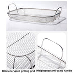 Stainless Steel Square BBQ Basket Heightened Handle Anti-scalding Grill Basket, 42.5x28x10.5