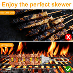 Stainless Steel BBQ Skewers Semi-Automatic Barbecue Fork, 3 Way Skewer, 6pcs /Pack 1 Way Skewer, 5 In 1, 6 In 1