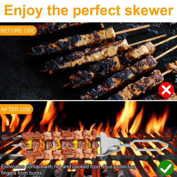 Stainless Steel BBQ Skewers Semi-Automatic Barbecue Fork, 3 Way Skewer, 6pcs /Pack 1 Way Skewer, 5 In 1, 6 In 1