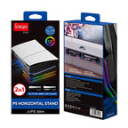 For Sony PS5 Slim IPEGA PG-P5S021 RGB Light Host Horizontal Stand With 4 USB HUBs, White, Black