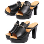Women Summer Muffin Thick Bottom High Heeled Sandals Chunky Heeled Rhinestone Slippers, 36, 37, 38, 39, 40, 41, 42, 43