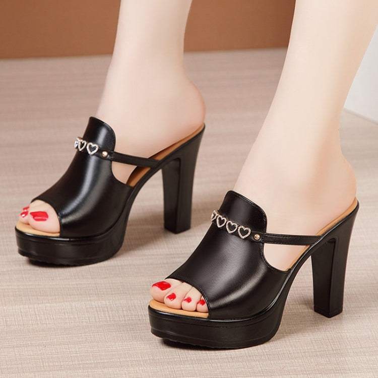 Women Summer Muffin Thick Bottom High Heeled Sandals Chunky Heeled Rhinestone Slippers, 36, 37, 38, 39, 40, 41, 42, 43
