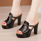 Women Summer Muffin Thick Bottom High Heeled Sandals Chunky Heeled Rhinestone Slippers, 36, 37, 38, 39, 40, 41, 42, 43
