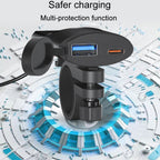 Fast Charging Dual-USB QC3.0 Motorcycle Cell Phone Charger