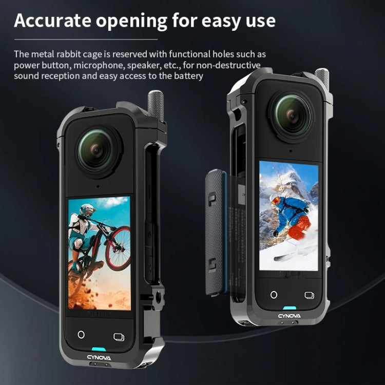 For Insta360 X4 CYNOVA Metal Rabbit Cage + Lens Cover Set Protective Accessories