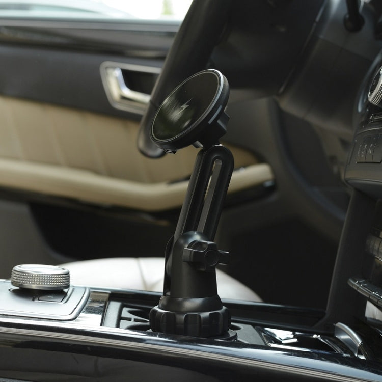 Car Water Cup Holder MagSafe Wireless Charging Bracket, Black