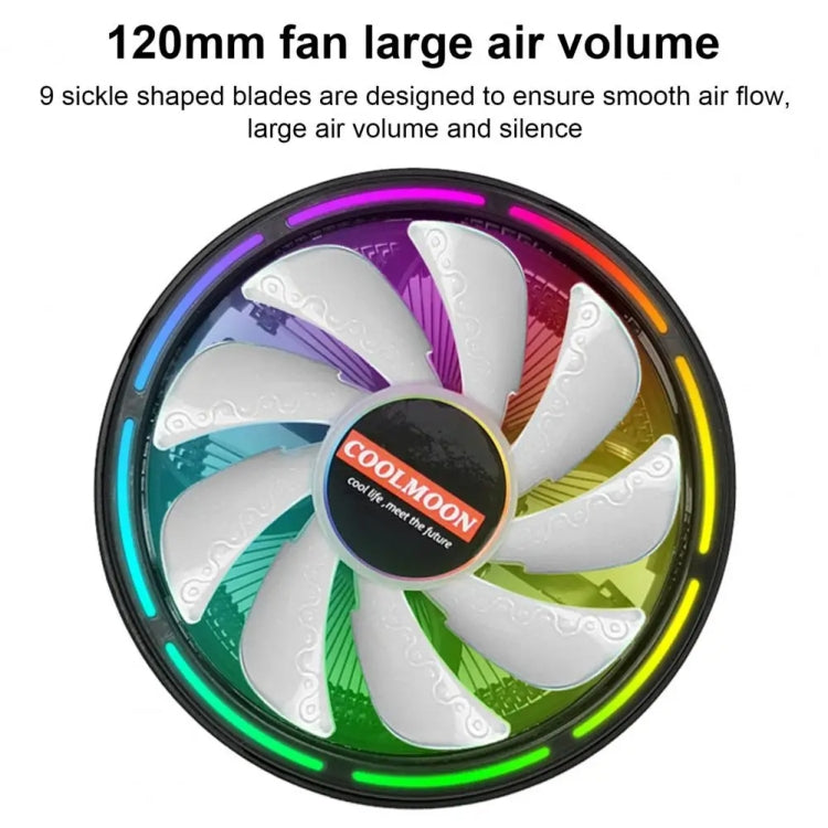 COOLMOON CPU Cooler Desktop Computer Auto Color Change Multi-Platform Mute Cooling Fan, CM-BF-RGB