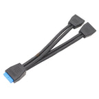 Computer Motherboard 19 Pin USB3.0 One To Two Extension Cable, 21cm 19Pin