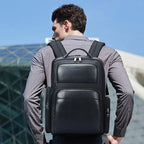 Bopai 61-125031 Large-capacity First-layer Cowhide Business Laptop Backpack With USB+Type-C Port, 61-125031