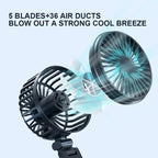 5V USB Port Car Dual-head Fan Circulation Fan