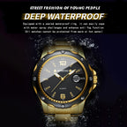 BINBOND B9696 Outdoor Calendar Luminous Waterproof Quartz Watch, White Steel-White, White Steel-Black, White Steel-Blue, Full Gold-Black-Gold Nail, Black Steel-Black-White Nail