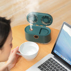 WT-818 Dual-leaf Spray Smart Digital Display Desktop Fan Night Light Humidification Cooler