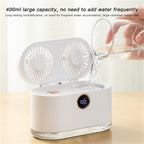 WT-818 Dual-leaf Spray Smart Digital Display Desktop Fan Night Light Humidification Cooler
