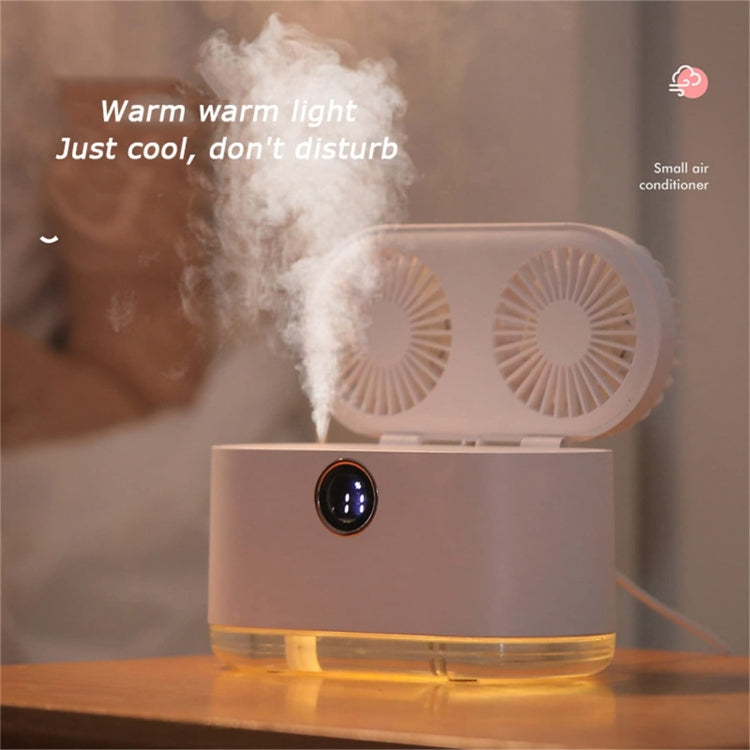 WT-818 Dual-leaf Spray Smart Digital Display Desktop Fan Night Light Humidification Cooler