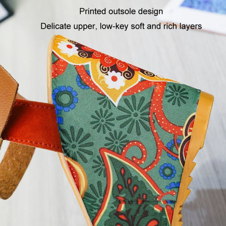 Summer Floral Fabric Slope Heel Women Sandals Comfortable Casual High Heels, 35, 36, 37, 38, 39, 40