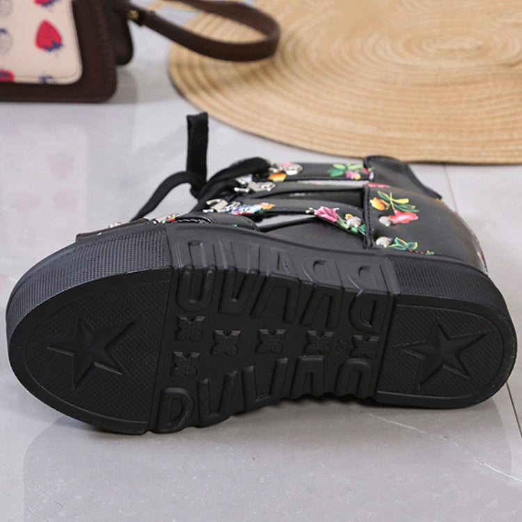 Summer Roman Sandals High Heel Floral Printed Cross Strap Women Shoes, 36, 37, 38, 39, 40, 41, 42