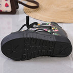 Summer Roman Sandals High Heel Floral Printed Cross Strap Women Shoes, 36, 37, 38, 39, 40, 41, 42