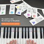 Silicone Piano Notes Guide Removable Piano Keyboard, 88 Keys White Bottom Black Text, 88 Keys White Bottom Color Text, 61 Keys White Bottom Black Text, 61 Keys White Bottom Color Text