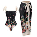 Retro Pattern One-Piece Hot Spring Outdoor Swimsuit Set, S, M, L, XL