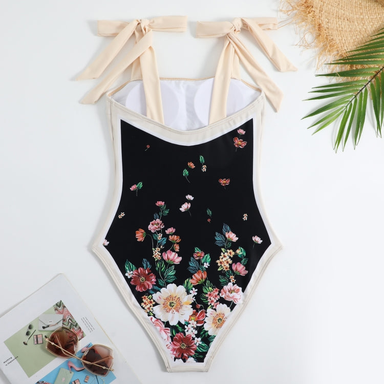 Retro Pattern One-Piece Hot Spring Outdoor Swimsuit Set, S, M, L, XL