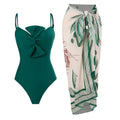 Bow-knot Solid Color One-Piece Swimsuit Retro Belly-covering Slimming Swimsuit, S, M, L, XL