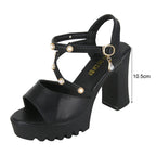 Summer Women High Heeled Sandals Thick Bottom Waterproof Platform Buckle Strap Lady Shoes, 35, 36, 37, 38, 39, 40