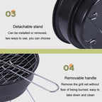 Portable Small Outdoor Folding Round BBQ Grill Wild Camping Cooking Tools, With Storage Bag, No Storage Bag