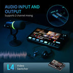 FEELWORLD L4 Multi-Camera Video Mixer Switcher 10.1" Touch Screen USB 3.0 Fast Streaming, EU Plug, UK Plug, US Plug, AU Plug