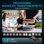 FEELWORLD L4 Multi-Camera Video Mixer Switcher 10.1" Touch Screen USB 3.0 Fast Streaming, EU Plug, UK Plug, US Plug, AU Plug