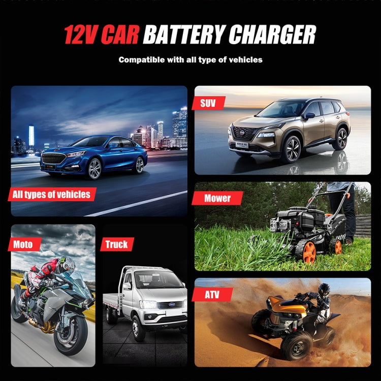 FOXSUR Cars Motorcycles 12V Lithium Cattery Charger With Battery Detection, US Plug, EU Plug, UK Plug, AU Plug, JP Plug