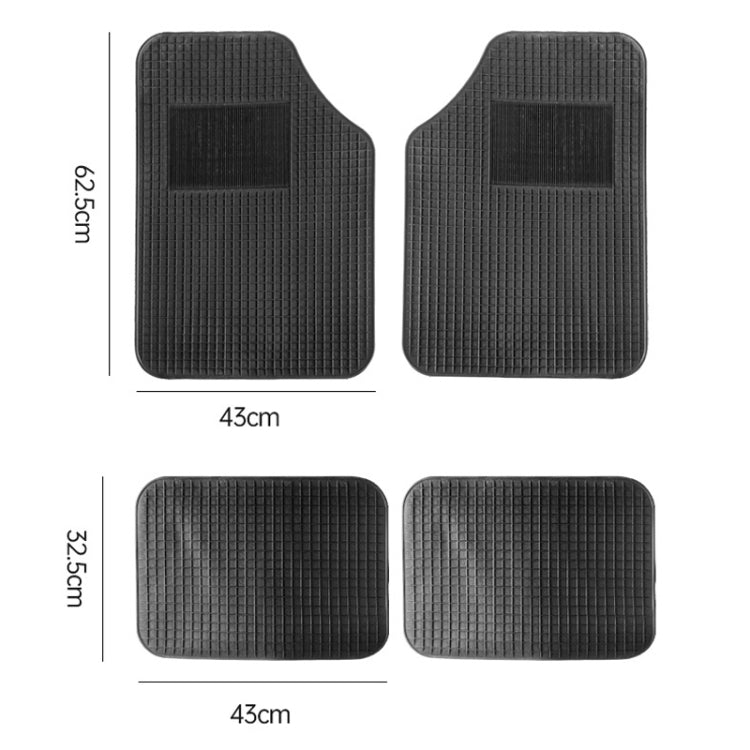 4pcs/Set Car PVC Anti-slip Waterproof Durable Floor Mats, Square, Stripes