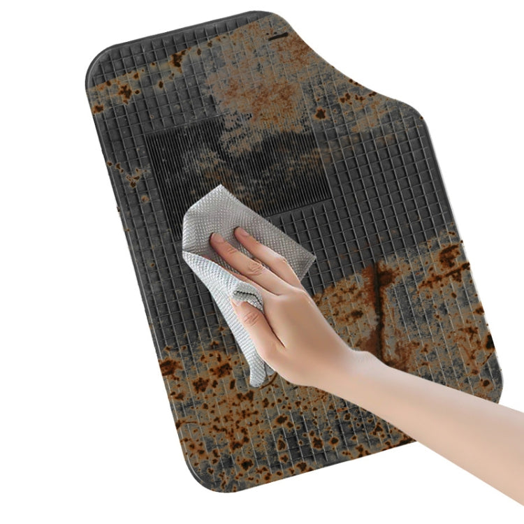 4pcs/Set Car PVC Anti-slip Waterproof Durable Floor Mats, Square, Stripes