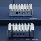 HYSTOU P09B-J4125-4L 8GB DDR4+128GB SSD Industrial Computer Soft Route From 2.5G Multi -Network HTPC Server Mini Console, With EU Adapter, With US Adapter, With UK Adapter